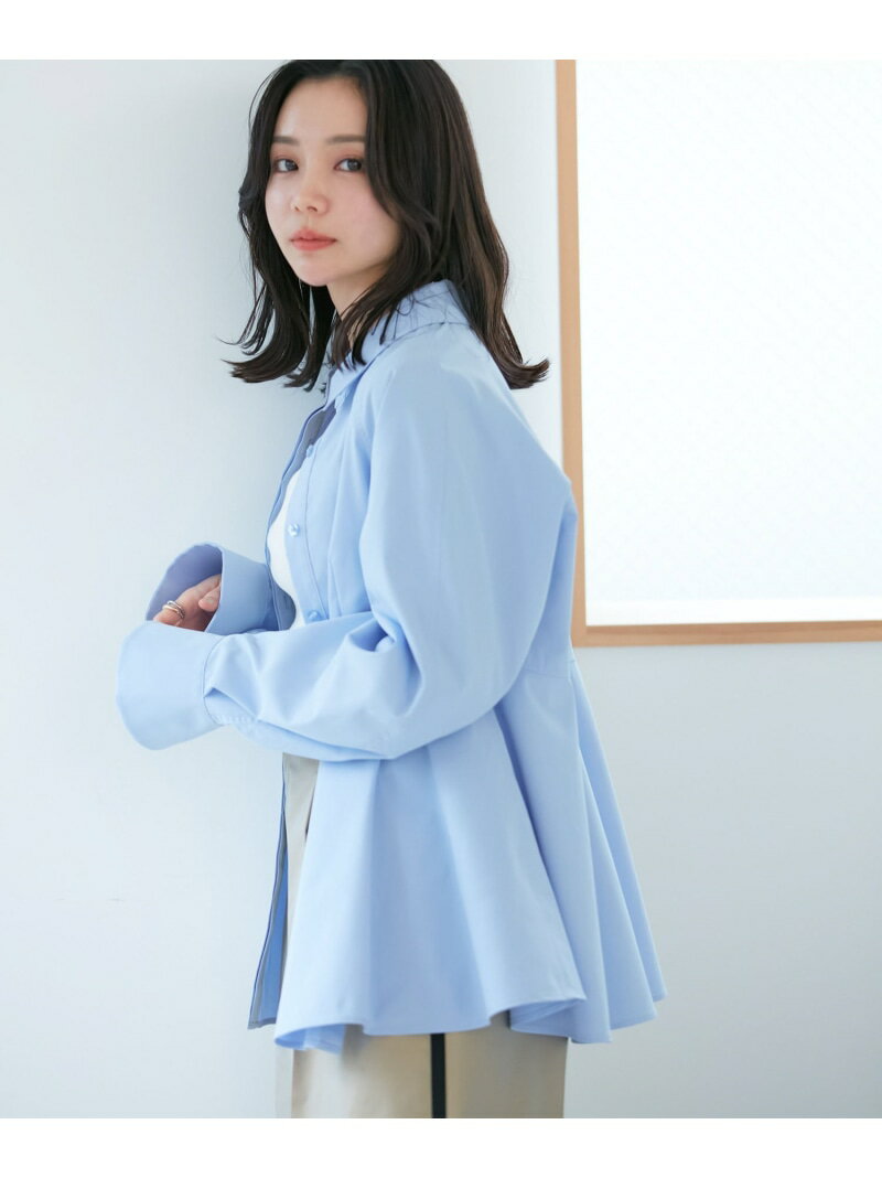 【洗える】ロゴモチーフ付きペプラムシャツ VIS ビス トップス シャツ・ブラウス ブルー ホワイト ネイビー イエロー【送料無料】[Rakuten Fashion]のサムネイル