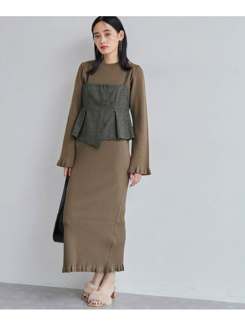 【SALE／40%OFF】【SET】ビスチェセット裾ミニフリルリブニットワンピース VIS ビ...