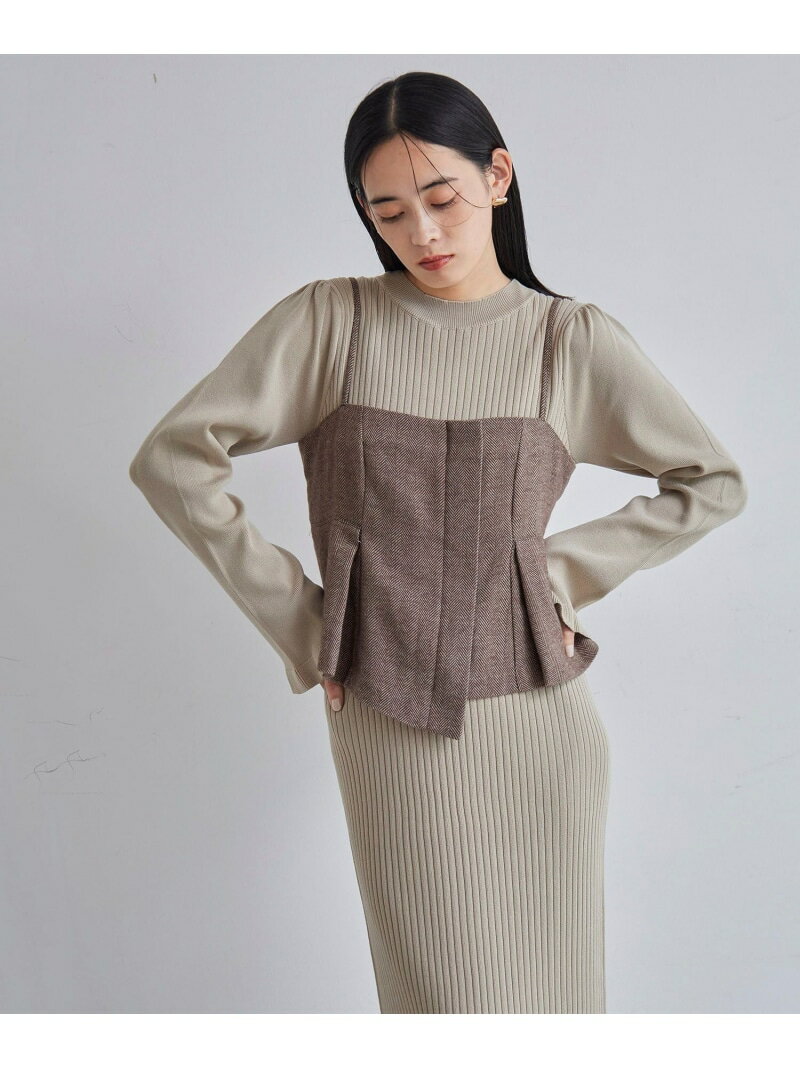 【SALE／40%OFF】【SET】ビスチェセット裾ミニフリルリブニットワンピース VIS ビ...