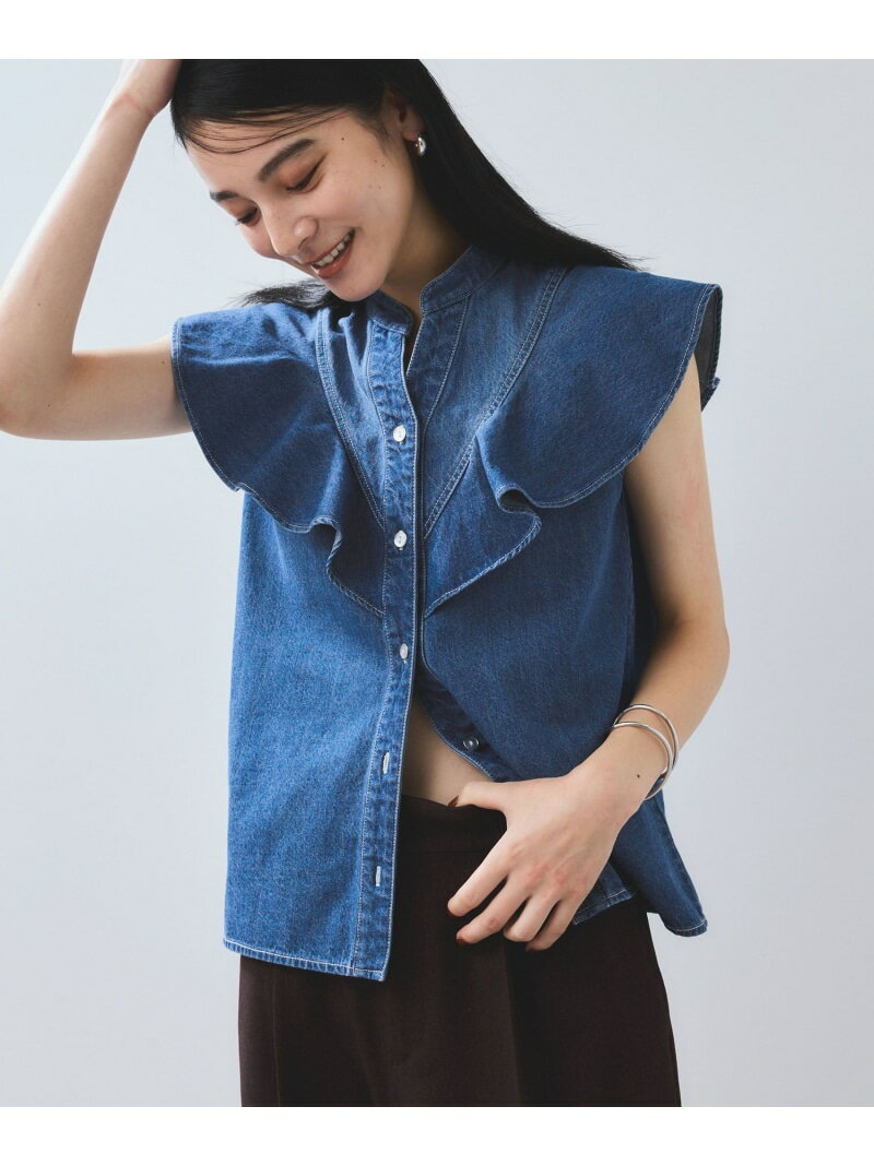 【SALE／30%OFF】【UVケア/洗える】ラッフルデザインデニムブラウス VIS ビス トップス シャツ・ブラウス ブルー【RBA_E】【送料無料】[Rakuten Fashion]