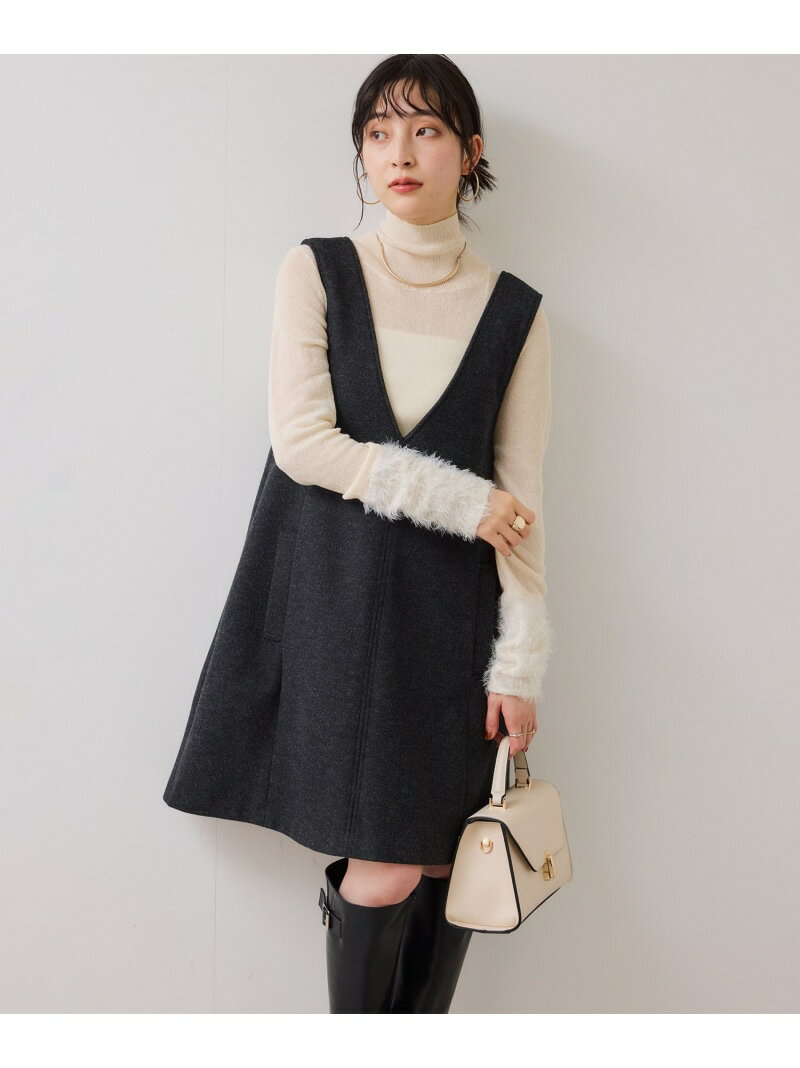 【SALE／40%OFF】シャギーVネックミニ丈ジャンパースカート VIS ビス ワンピース・ドレス ジャンパースカート グレー【RBA_E】【送料無料】[Rakuten Fashion]