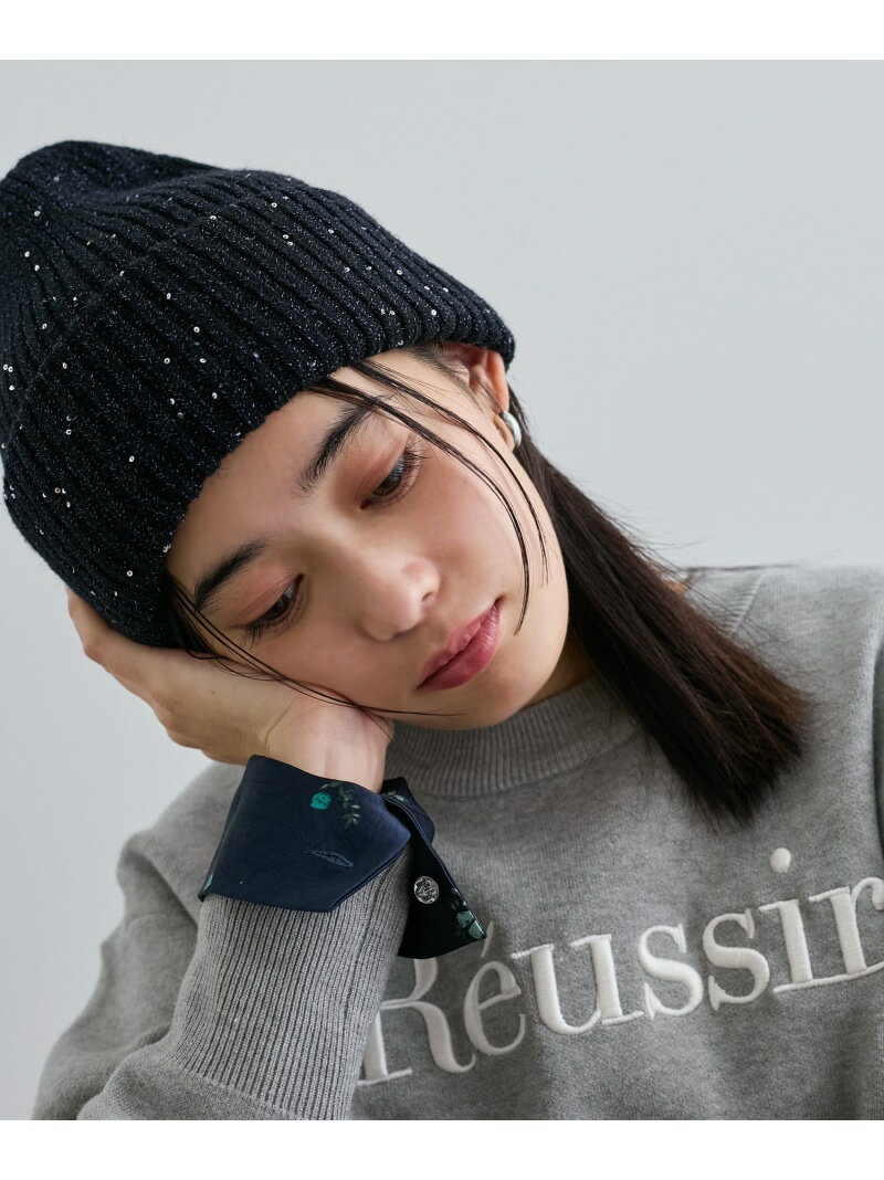 【SALE／30%OFF】スパンコールニット帽 VIS ビス 帽子 ニット帽・ビーニー ブラック ホワイト【RBA_E】[Rakuten Fashion]のサムネイル