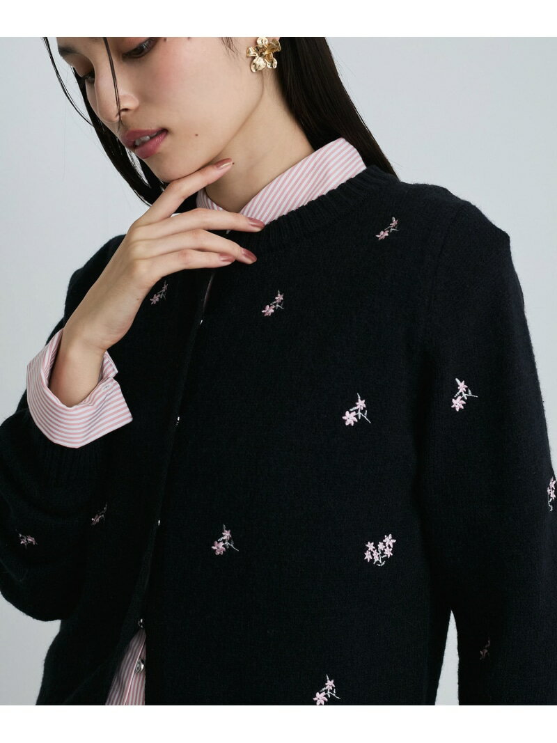 【WEB/1部店舗限定】花刺繍ニットカーディガン VIS ビス トップス カーディガン ブラック グレー【送料無料】[Rakuten Fashion]
