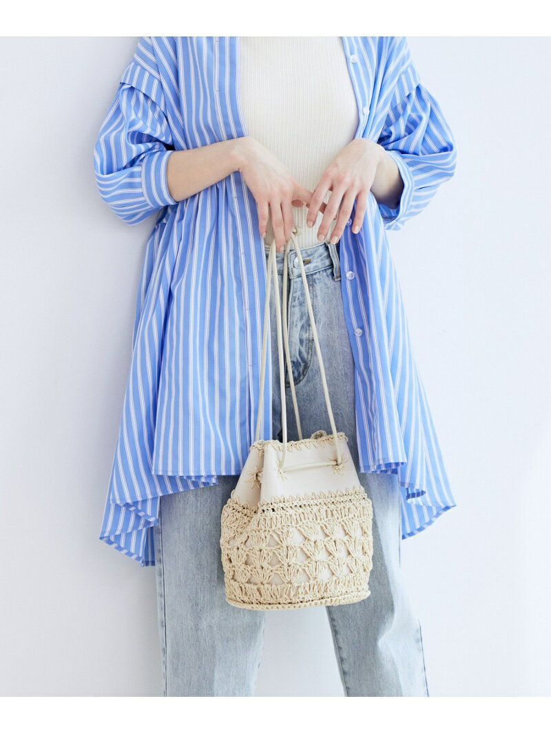 【SALE／80%OFF】雑材コンビ異素材巾着バッグ VIS ビス バッグ ショルダーバッグ オレンジ ホワイト【RBA_E】[Rakuten Fashion]