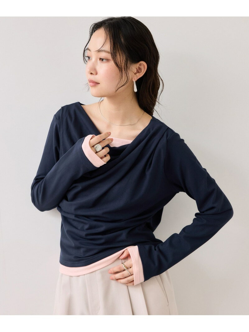 樂天商城 - 【SALE／10%OFF】【WEB限定】レイヤードドレーププルオーバー VIS ビス トップス カットソー・Tシャツ ホワイト ネイビー【RBA_E】【送料無料】[Rakuten Fashion]