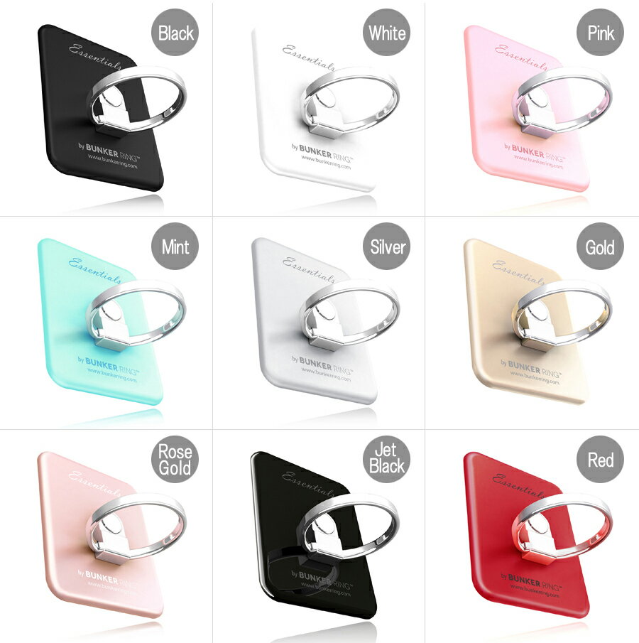 【送料無料】[1年延長保証] BUNKER RING バンカーリング Essentials【全9色】ホールドリング 指1本で保持 落下防止 スタンド 着脱可能 iPhone Android スマホアクセサリー スマホリング スマホグッズ アイフォンリング 落下防止 スピード配送