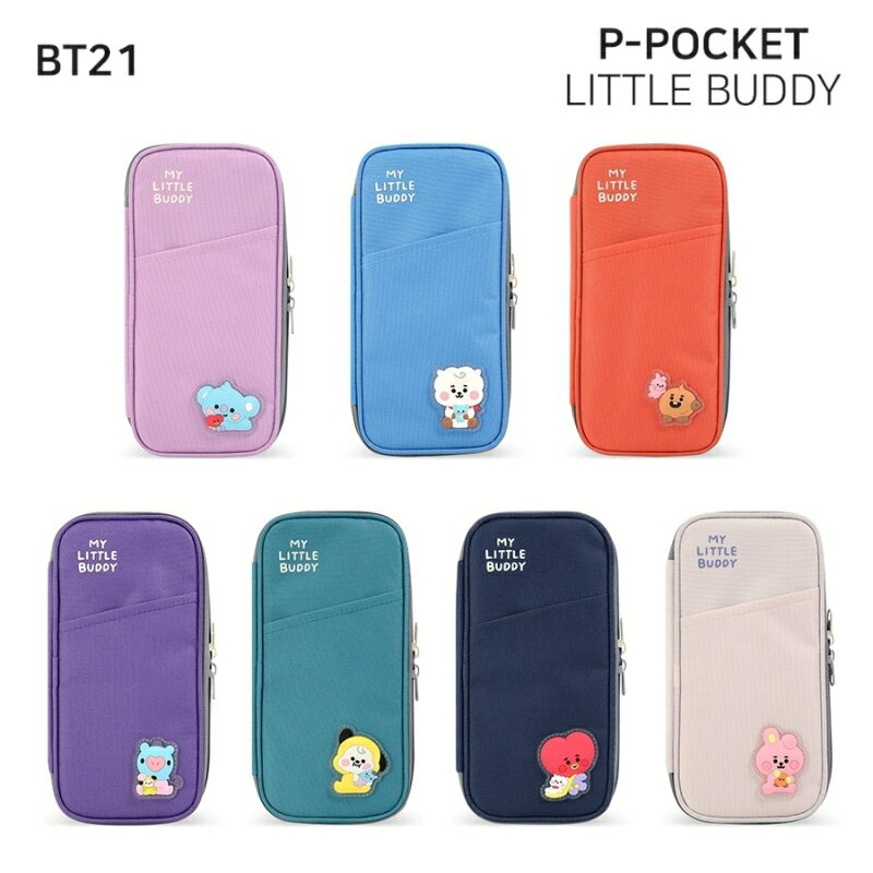 【在庫限り！グッズプレゼント】BT21 推し ペンケース 筆箱 化粧 ポーチ アクセサリー ポーチ トラベル ポーチ 筆入れ かわいい P-Pocket Little Buddy BTS キャラクター CHIMMY ジミン JIMIN RJ ジン JIN COOKY ジョングク グク TATA V テヒョン テテ プレゼント ギフト