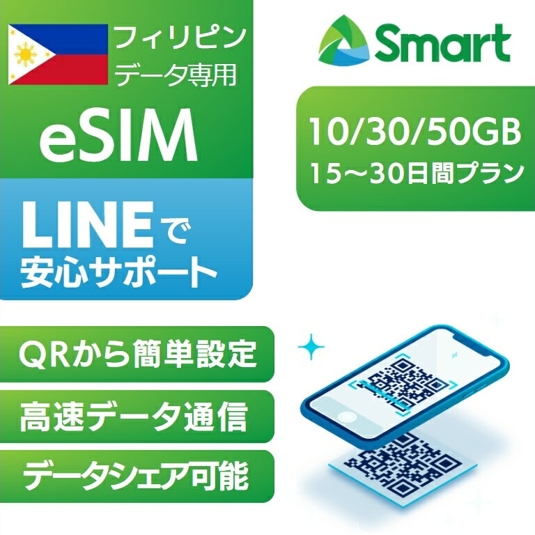 フィリピン Smart 正規品 eSIMデータ専用【10GB