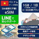 ベトナム eSIM データ専用 3日間 4日間 5日間 7日間 10日間 1日あたり 1G 使用後 384kbps データ ローミング Viettel Vinaphone 正規品 プリペイドSIM e-SIM ベトナム旅行 高速通信 データ インターネット Roaming