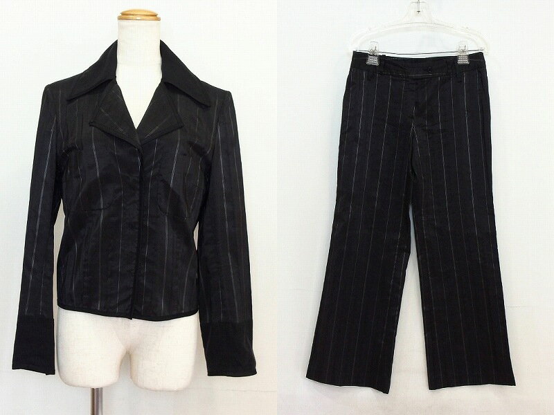 【中古】CANTARELLI　シルク混　パンツスーツ　セットアップ I：42 ブラック