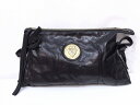 【中古】GUCCI グッチ ヒステリア　レザークラッチバッグ　クレストモチーフ 197015 ブラック