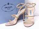 【中古】PRADA プラダ ストラップサンダル　スタッズ 37 CIPRIA