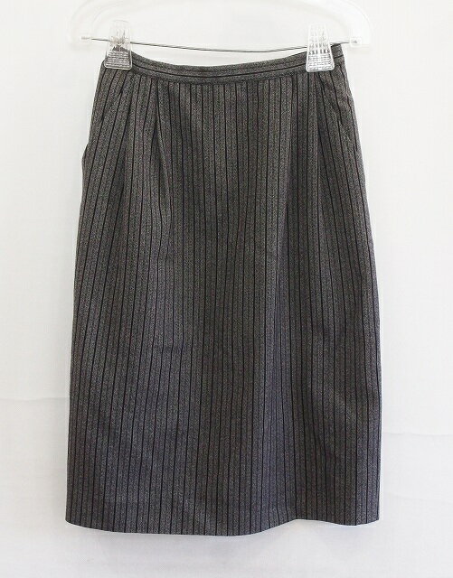 Rakuten - 【中古】mila schon ミラショーン ウール　膝下スカート　ストライプ 8/42 グレー系 ok4224187331