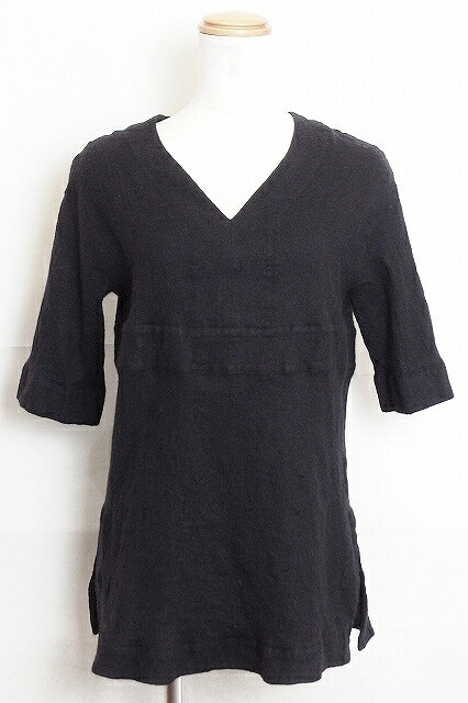 【中古】theory luxe セオリーリュクス ウール　五分袖　プルオン　チュニック 38 黒 ok4222186216