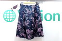 【中古】Aquascutum アクアスキュータム コットンリネン混 フレアスカート 8 ネイビー kz4404188856