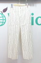 【中古】Aquascutum アクアスキュータム ストライプ リネン混ワイドパンツ レディース M アイボリー×黒 kz4404188857