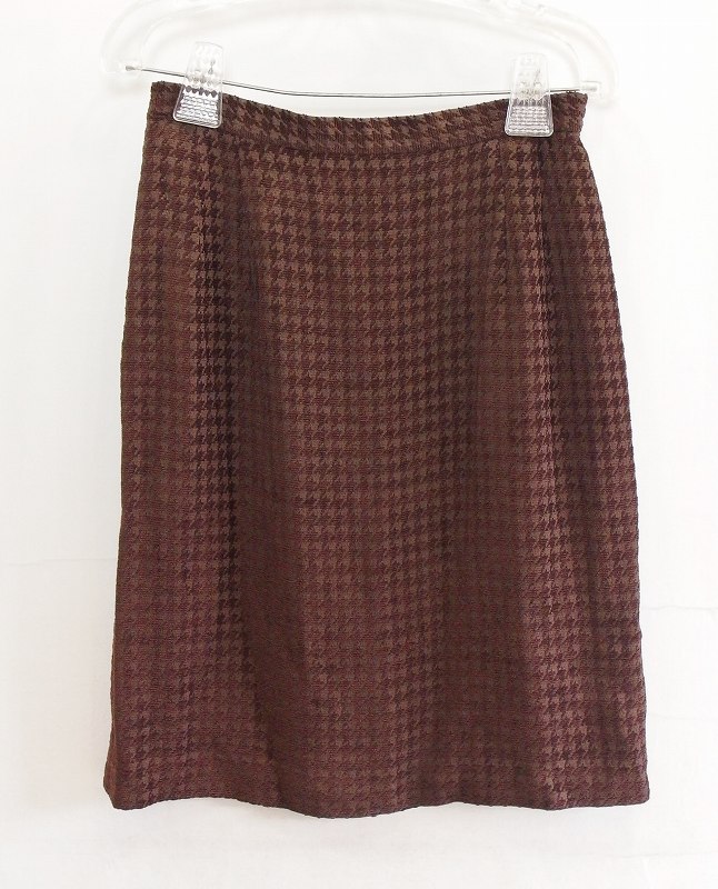 Rakuten - 【中古】REIMON DONNA 膝丈スカート　千鳥格子柄 70〜95 ブラウン ok4414193756