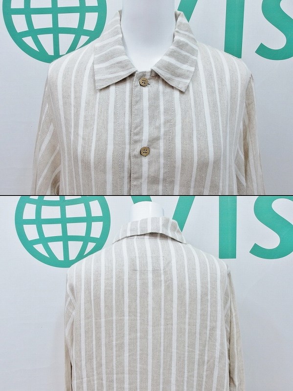 【中古】TEEE　ストライプ　ロングワンピース　リネン 38 18150891 ライトベージュ kz4414194224