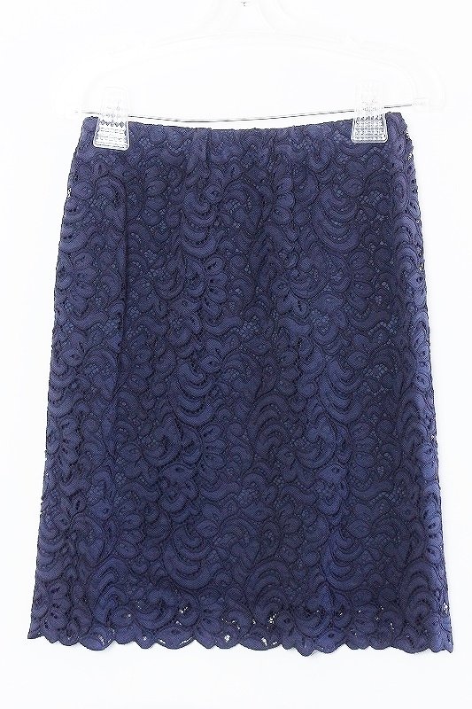 乐天商城 - 【中古】Stola. ストラ 総レース　膝丈　スカート 38 ネイビー ok4414194249
