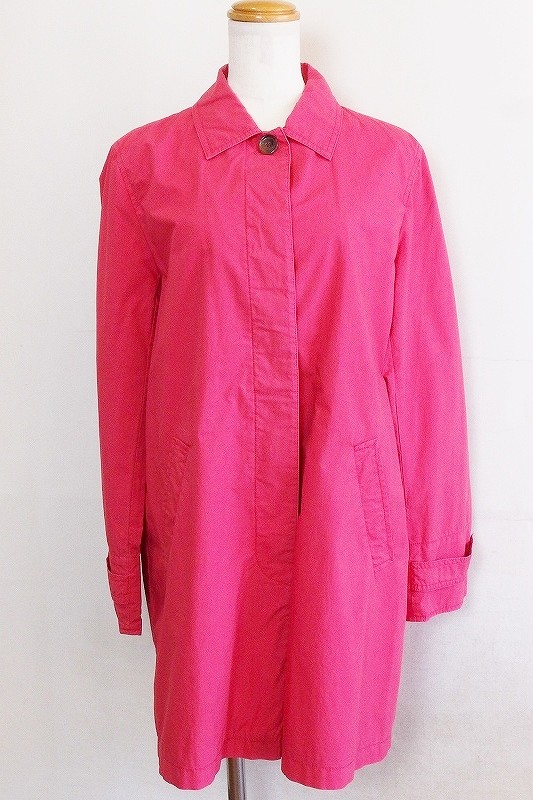 棉花 - 【中古】MICHEL KLEIN ミッシェルクラン スプリングコート　ステンカラーコート　比翼仕立て 38 レッド ok4418195904