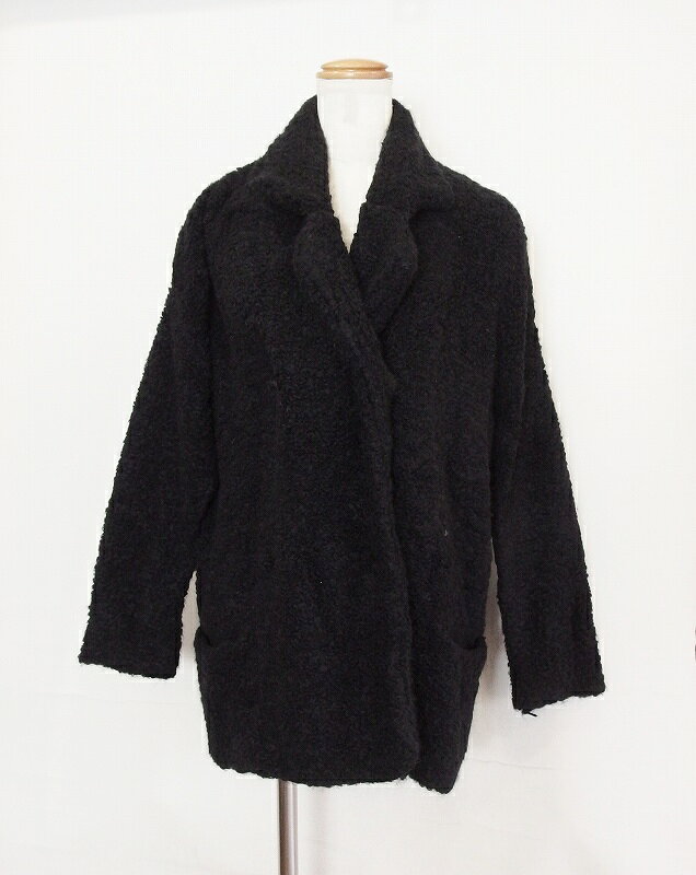乐天商城 - 【中古】MICHEL KLEIN ミッシェルクラン ウール×アクリル　ハーフコート 38 ブラック ok4422197966