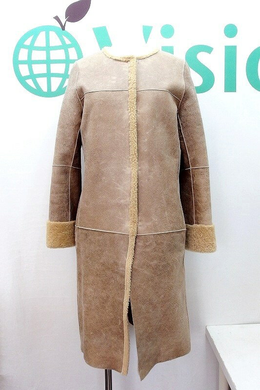 Mouton - 【中古】Whim Gazette ウィム ガゼット ノーカラー ムートンコート F ベージュ・キャメル系 nm4422197295