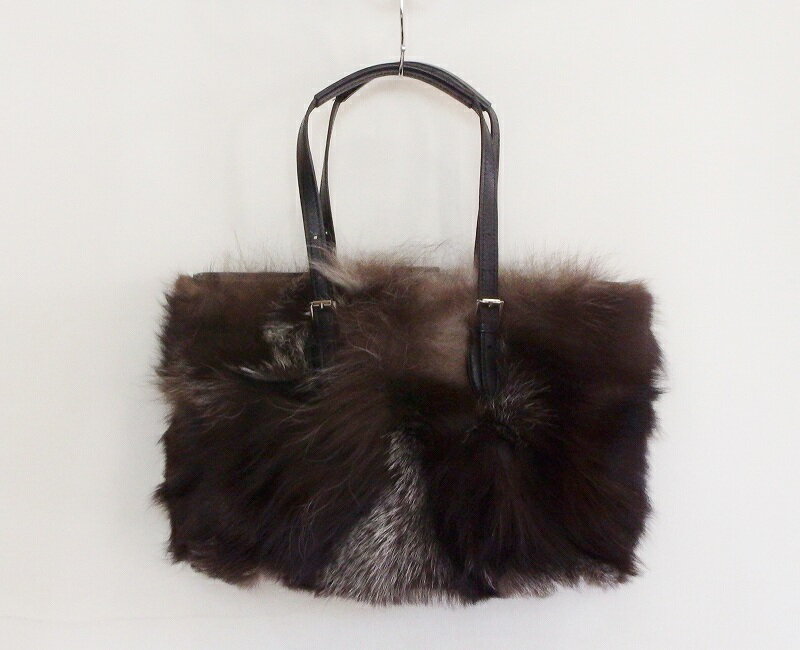 【中古】Semplice シルバーフォックス ファー トートバッグ ok4424198842