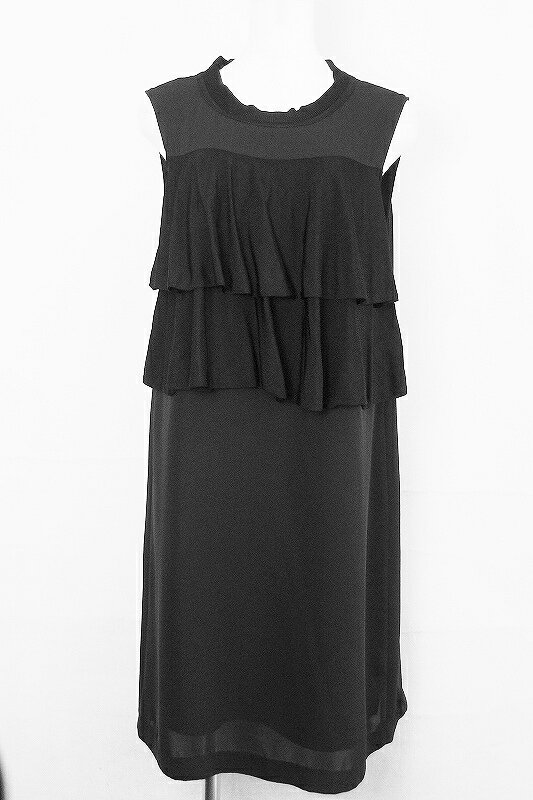 【中古】SONIA RYKIEL ソニアリキエル collection　ノースリーブ　ニットフリル　ワンピース 38 ブラック ok4424199065