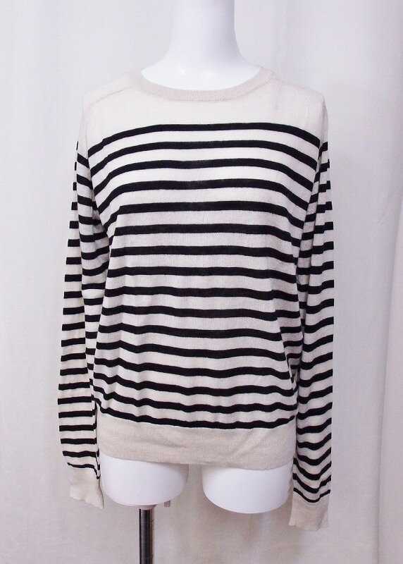 乐天商城 - 【中古】ZARA ザラ ボーダー　長袖セーター　ニット 薄手 M ブラック/アイボリー nm4424199457