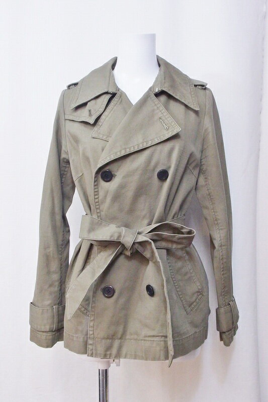 【中古】Ray BEAMS レイビームス ハーフ丈　トレンチコート ミリタリージャケット　ベルト オリーブカーキ nm4424199634