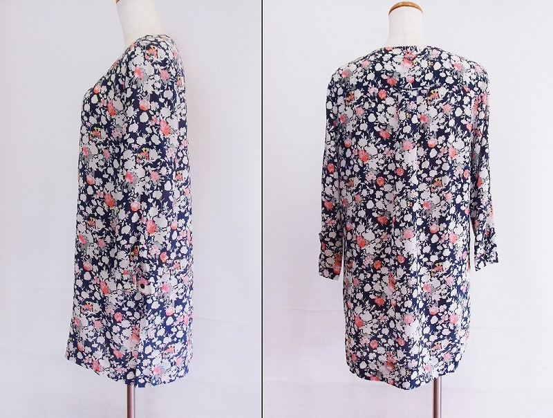 【中古】Max MaraWEEKEND マックスマーラウィークエンド シルク 九分袖　チュニック 花柄 38 ok4604200533