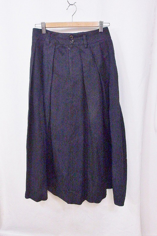 Rakuten - 【中古】メルローズ　skirt リネンロングスカート 表記なし ブラック nm4604201019