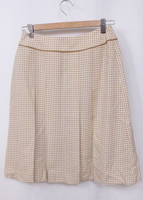 乐天商城 - 【中古】自由区 ジユウク ウール　ひざ丈フレアスカート 40 ベージュ nm4604201193
