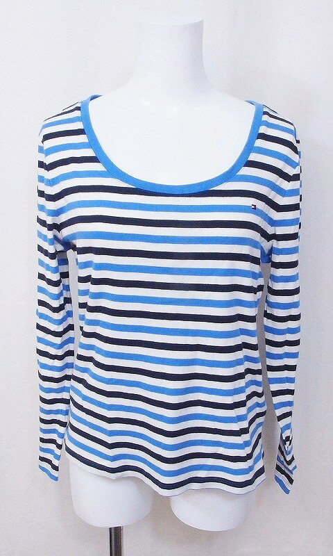 乐天商城 - 【中古】TOMMY HILFIGER トミーヒルフィガー 100％コットン　ボーダーロンT L ブルー系 nm4604201205