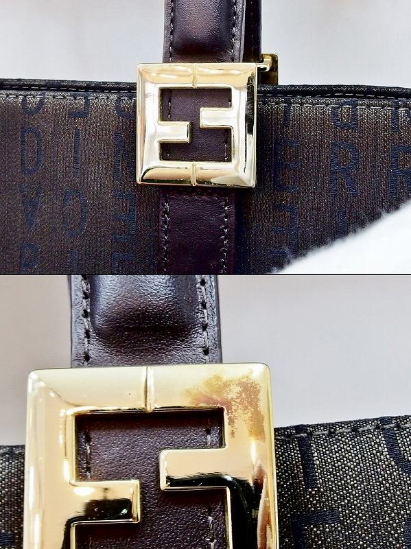 【中古】pierre cardin ピエールカルダン キャンバス×ハンドルレザー　ハンドバッグ ロゴ ダークブラウン/ゴールド金具 kz4604201182