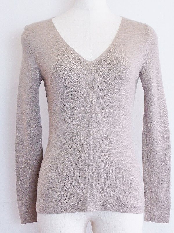 Long-Sleeved Knit - 【中古】DES PRES デプレ Vネック　ウール　長袖セーター 0 ベージュ系ブラウンミックス ok4606201574