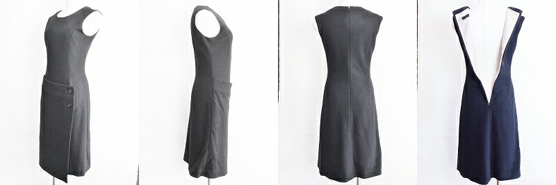 【中古】ef-de エフデ ノースリーブ　ウール　ワンピース　ラップスカートデザイン 7 ブラック ok4606201654