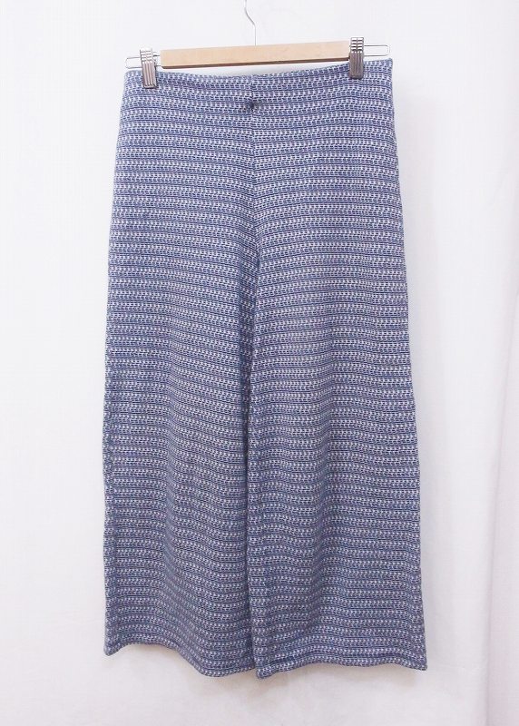Rakuten - 【中古】ZARA TRF ザラ ティーアールエフ 総柄フレアパンツ　ウエストゴム 九分丈 S ブルー系 nm4606202090