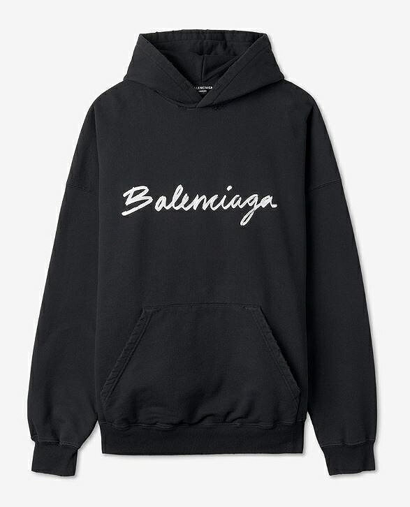 【中古】BALENCIAGA バレンシアガ 【22AW】 WIDE FIT HOODIE ダメージ加工 ロゴ フーディー メンズ 2 674986 TMVB5