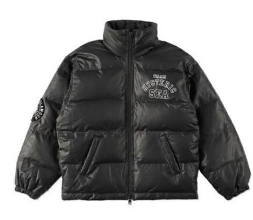 【中古】 WIND AND SEA×HYSTERIC GLAMOUR レザーダウンジャケット メンズ L WDS-HYS-3-02 ブラック