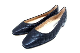 【中古】MANOLO BLAHNIK マノロ ブラニク キルティングレザー フラットパンプス ・36 ブラック