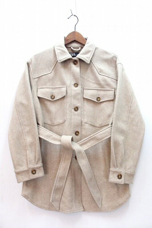 Rakuten - 【中古】ZARA ザラ ベルト付き フェイクウール ジャケット コート ・M ベージュ kz4802209754