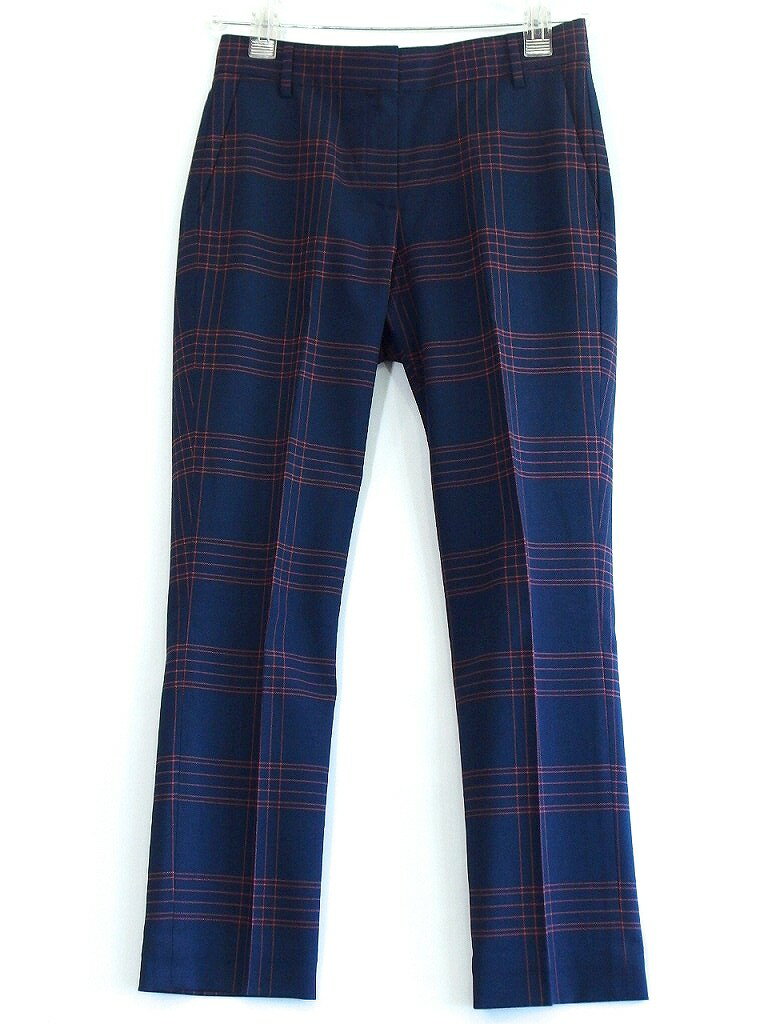 【中古】 TORY　SPORT　チェック柄　パンツ　ゴルフ　ストレッチ　ポリエステル×毛 ・2 ネイビー|オレンジ kz4804210403