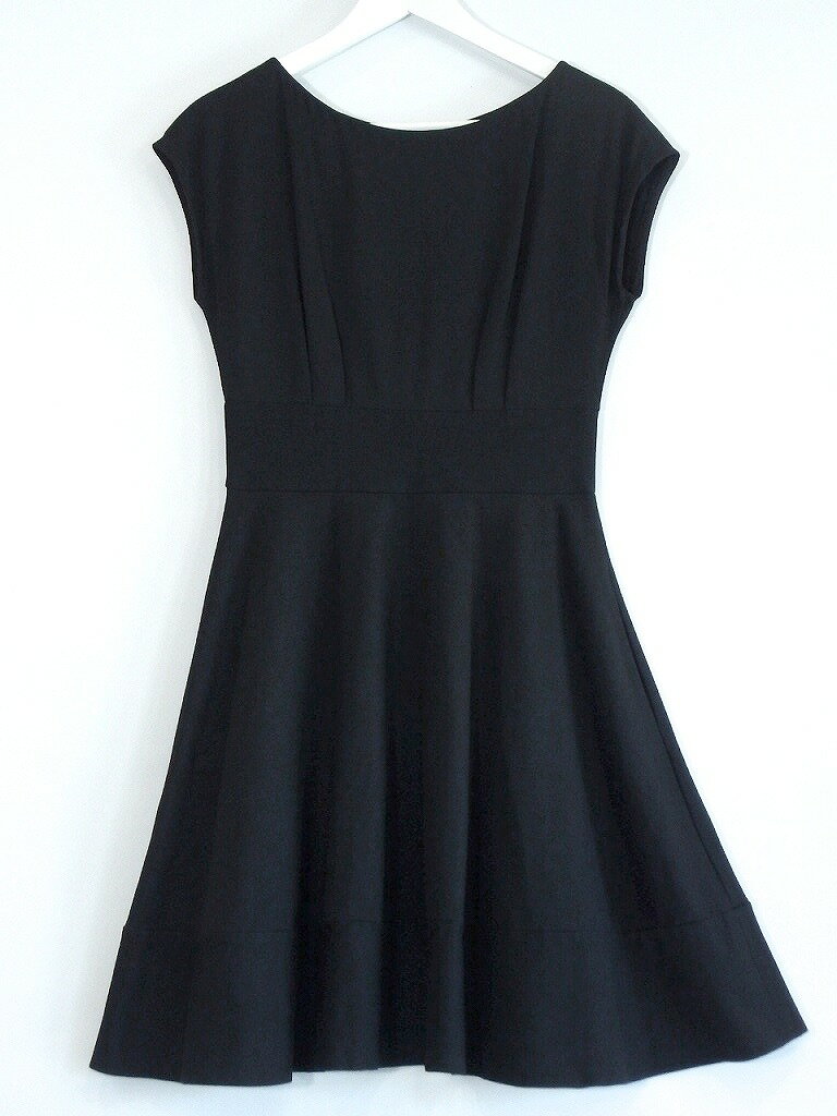 【中古】kate spade ケイトスペードニューヨーク ノースリーブ フレア ワンピース レーヨン ストレッチ ひざ丈 ・S ブラック ok4624208988