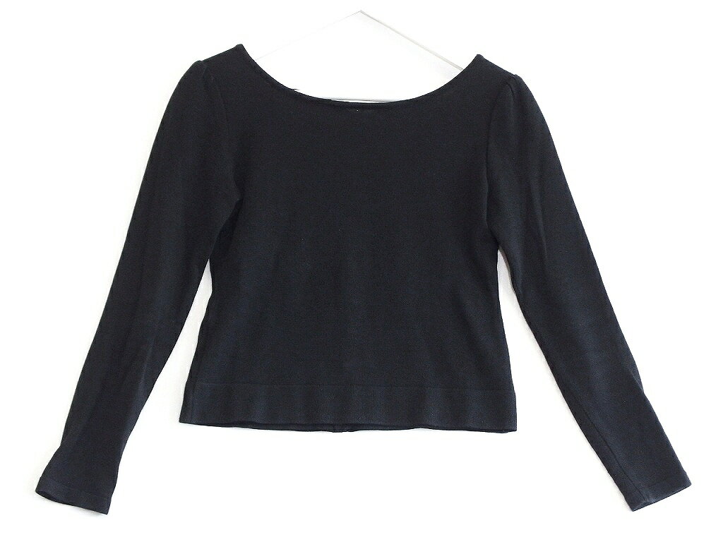 Rakuten - 【中古】Rene ルネ 長袖ニット　バックリボン×フェイクパール　キュプラ ・36 ブラック ok4806211344