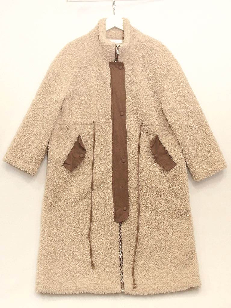 Rakuten - 【中古】fifth フィフス スタンドカラー　ボアコート　＊定価12199円 ベージュ|ブラウン ok4808212380