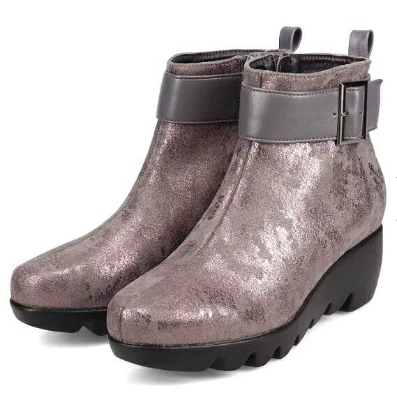 HIROKO KOSHINO ヒロコ コシノ FEMME　撥水加工　ウェーブソール カジュアルショートブーツ ・25.0 HRL1002 グレー kz4810213116