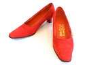 【中古】Salvatore Ferragamo サルヴァトーレフェラガモ パンプス スエード ・5 1/2 C レッド ok4814214771(4)