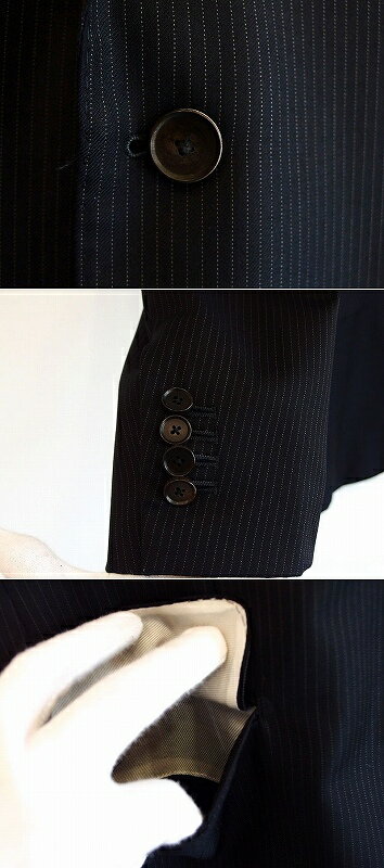 【中古】BARNEYS NEW YORK バーニーズ ニューヨーク ロロピアーナ生地 super130 ストライプスーツ メンズ ・