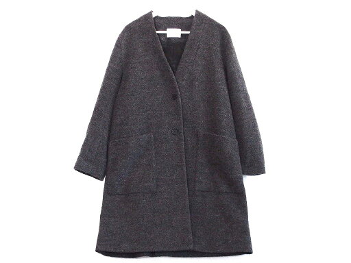 【中古】LACOSTE ラコステ ノーカラーコート 厚地 オーバーコート ポリエステル×ウール ・40 グレー ok4816215272 【中古】LACOSTE ラコステ ノーカラーコート 厚地 オーバーコート ポリエステル×ウール ・40 グレー ok4816215272